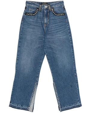 Pinko Stud-Embellished Side-Slit Jeans - Blue