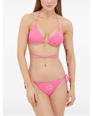 KARL LAGERFELD Logo-Print Wrap-Around Bikini Top - Pink