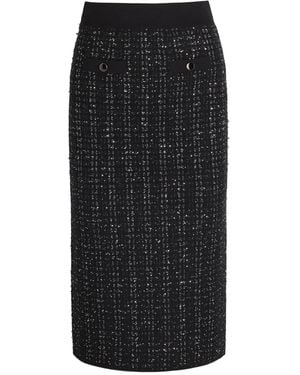 Veronica Beard Eyelet Tweed Skirt - Black