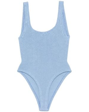 Hunza G Maillot De Bain À Encolure Carrée - Bleu