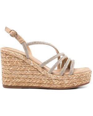 Alma En Pena. Crystal-Embellished Wedge Sandals - Natural