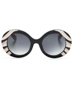 Roberto Cavalli 3D-Detail Round-Frame Sunglasses - Blue