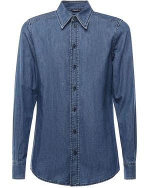 Dolce & Gabbana Denim Long-Sleeved Cotton Shirt - Blue