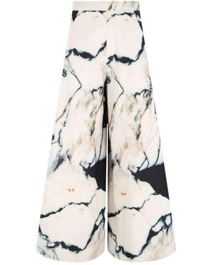 Roberto Cavalli Marble-Print Trousers - White