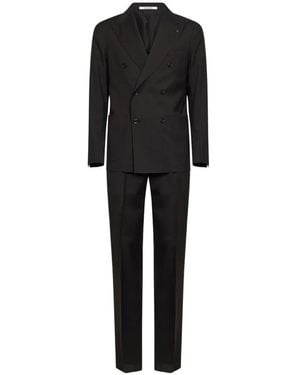Tagliatore Double-Breasted Virgin-Wool Suit - Black