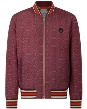 Philipp Plein Nylon Bomber All-Over Monogram - Red