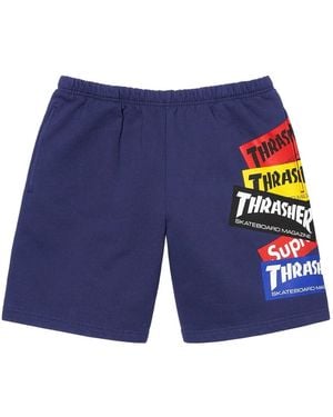 Supreme X Thrasher Trainingsshorts Met Logoprint - Blauw
