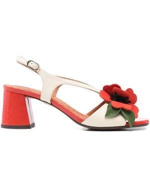 Chie Mihara Flower Heeled Sandals - Red