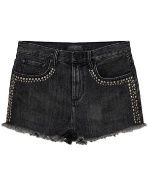 AllSaints Heidi Stud-Embellished Frayed-Hem Shorts - Black