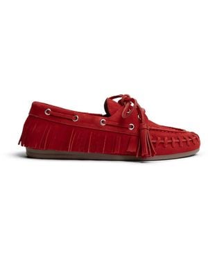 POSA Fringe-Trim Tassel Loafers - Red