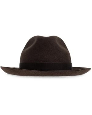 Giorgio Armani Grosgrain-Trim Fedora Hat - Black