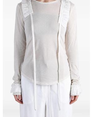 Ann Demeulemeester T-Shirt Mit Rüschenborte - Weiß