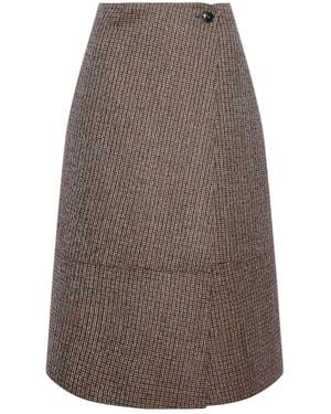 Yves Salomon Leather Wrap Midi Skirt - ブラウン