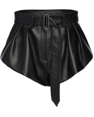 Magda Butrym Belted Leather Shorts - Black
