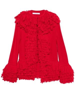 ROKH Gerüschter Cardigan mit Fransen - Rot