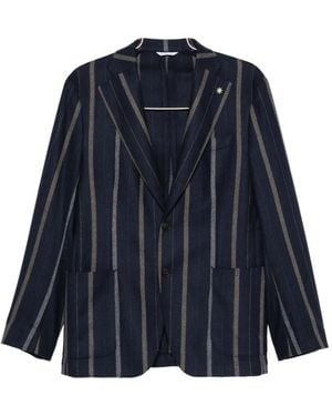 Manuel Ritz Striped Blazer - ブルー
