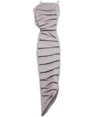 A.W.A.K.E. MODE Draped-Detail Asymmetric Midi Dress - White