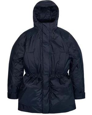 Rains Hooded Drawstring Parka - Blue