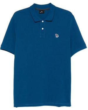 Paul Smith Zebra-Patch Regular-Fit Polo Shirt - Blue