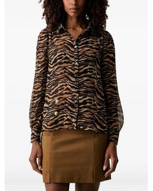 Morgan Tiger-Print Button-Down Shirt - Black