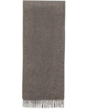 N.Peal Cashmere Fringed Woven Scarf - Grey