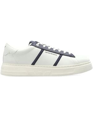 Emporio Armani Leather Panelled Trainers - White