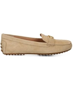 Ralph Lauren Logo-Plaque Leather Loafers - White