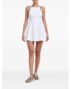 Brunello Cucinelli Contrast-Trim Flared Mini Dress - White