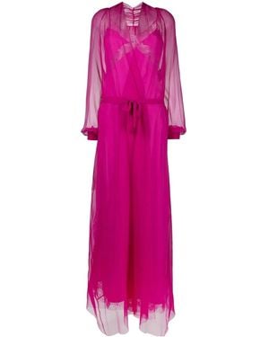 Alberta Ferretti Two-Piece Silk Shift Gown - Pink