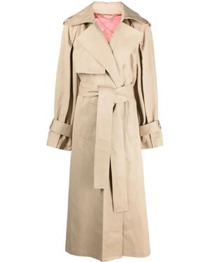 Victoria Beckham Pleat-Detail Fluid Trench Coat - Natural