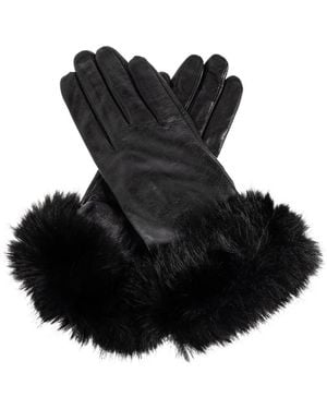 By Malene Birger Leather Fur-Cuff Gloves - Black