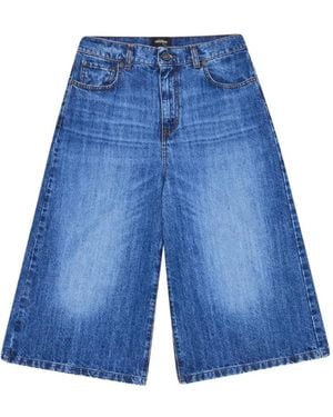 Ottod'Ame Wide-Leg Denim Shorts - Blue