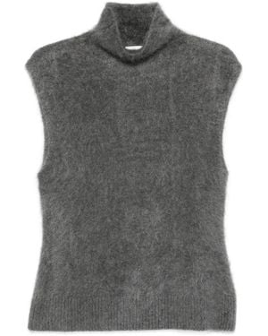 Soft Goat Turtleneck Tank Top - Gray