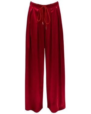 Danamé Pleated Drawstring Palazzo Pants - Red