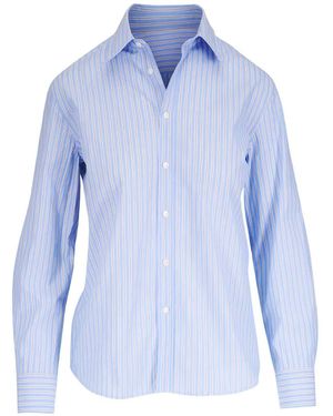 Nili Lotan Raphael Vertical-Stripe Shirt - Blue