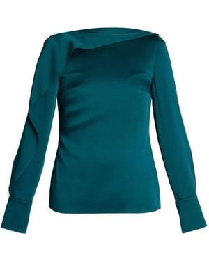 Erdem Draped-Ruffle Top - Green