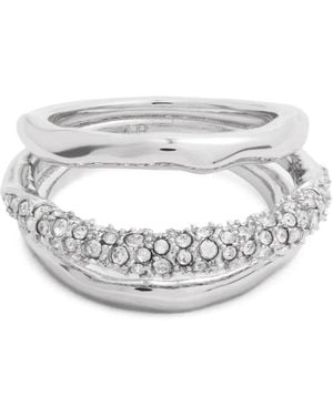 Alexis Solanales Crystal-Embellished Wavy Rings - White