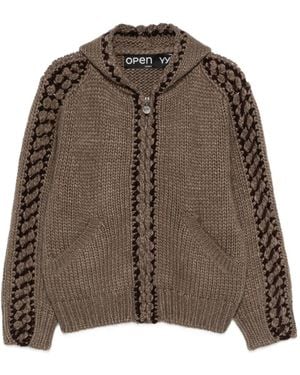 OPEN YY Stitch Cardigan Mit Kapuze - Braun