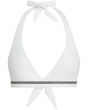 Brunello Cucinelli Monili-Detail Bikini Top - White