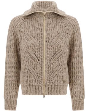 Herno Cable-Knit Zip-Up Cardigan - Brown