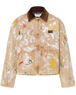 Moschino Corduroy-Collar Paint-Splatter Jacket - Natural