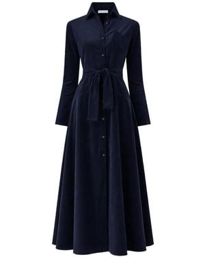 Violante Nessi Corduroy Buttoned-Cuff Midi Dress - Blue