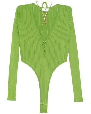 Elisabetta Franchi Knit Bodysuit With Jewel Detail - Green