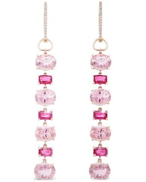 Lisa Nik Tourmaline And Ruby Drop Earrings - White