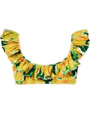 La DoubleJ Ruffled Floral Bikini Top - Yellow