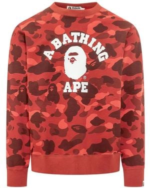 A Bathing Ape Camouflage-Print Logo-Print Jumper - Red