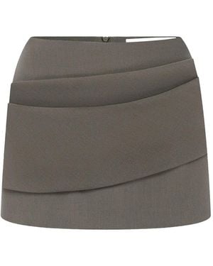 Alex Perry Asymmetric-Drape Mini Skirt - Grey