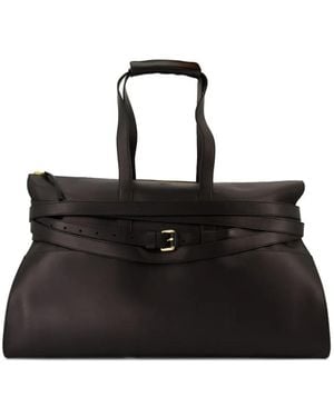 Moschino ベルテッド レザーハンドバッグ - ブラック
