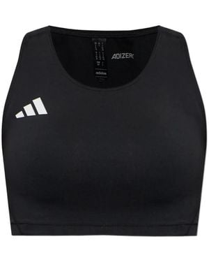 adidas Adizero Logo-Print Top - Black
