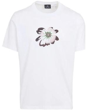 Paul Smith Regular Fit T Shirt "Flower" - White